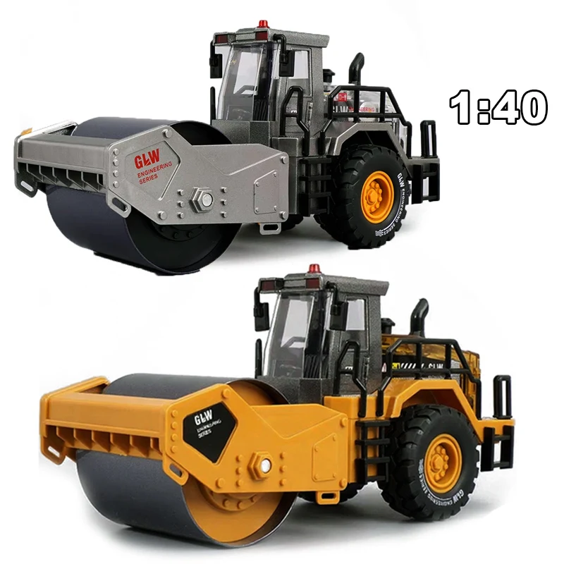 Rolo de estrada modelo liga + plástico diecast engenharia construção jogar veículos som luz puxar para trás coleções brinquedo para crianças