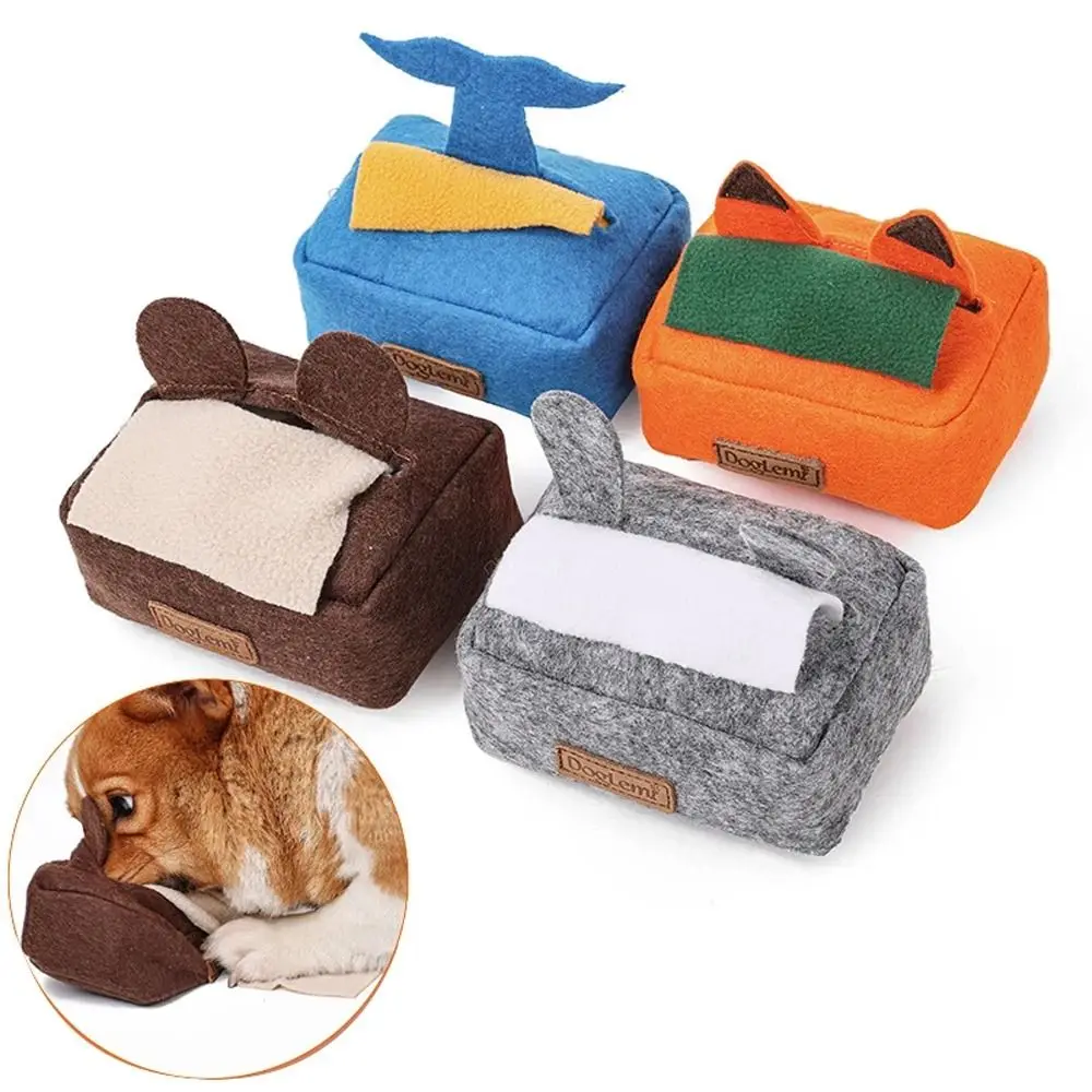 Interactive Pet Sniffing Toy Plush Funny Dog Tibetan Food Puzzle Toy Soft Pet Tissue Box Toy Nosework Training