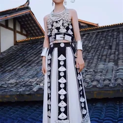 Ethnic Style Miao Traditional Clothing Adult Women Stage Dress Dance Costume Singer Performance Outfit Stage Outfit Woman
