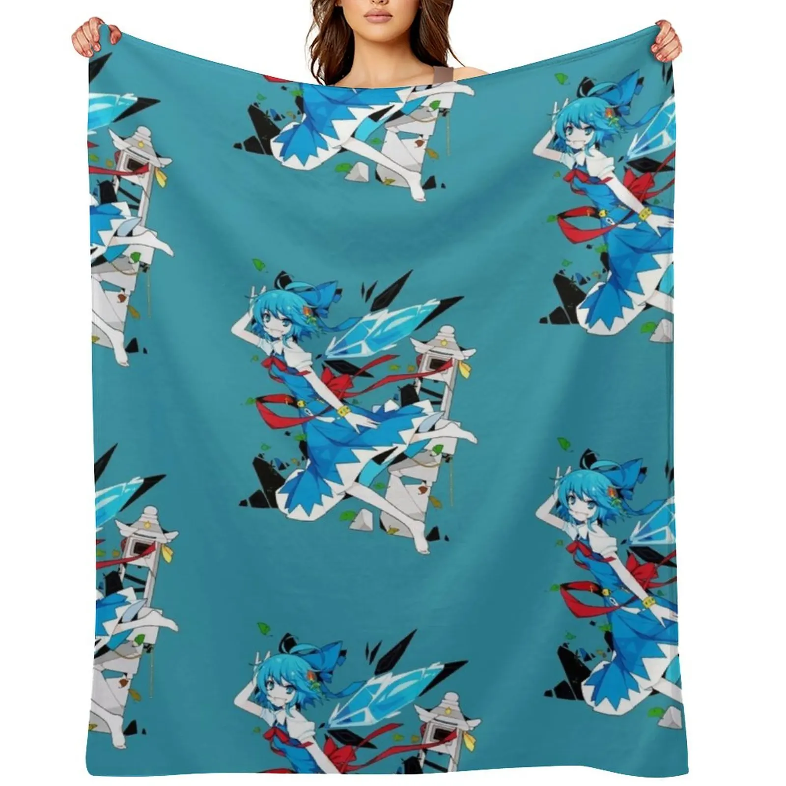 

Touhou Project - Cirno Throw Blanket Hairys Comforter Flannels Beautifuls Blankets