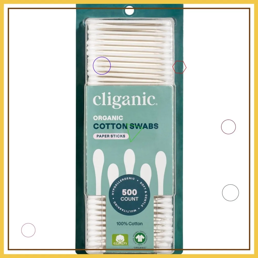 

Organic Cotton Swabs, 500 Count - 100% Pure Natural Cotton, Chlorine-Free Hypoallergenic, Soft & Gentle