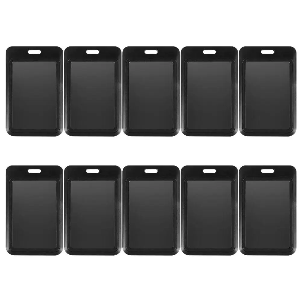 

10 Pcs Card Holder Badge Protector Sleeve Black Transparent Photo Cover Hard Plastic Case for Work Exhibitions ABS Durability