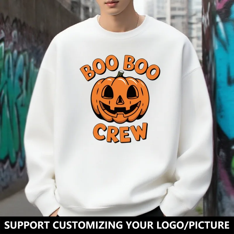 Halloween Boo Boo Crew Pumpkin Sweatshirt Crewneck Cotton Top Spooky Season Party Outfit Casual Fall Holiday Tee Custom Logo