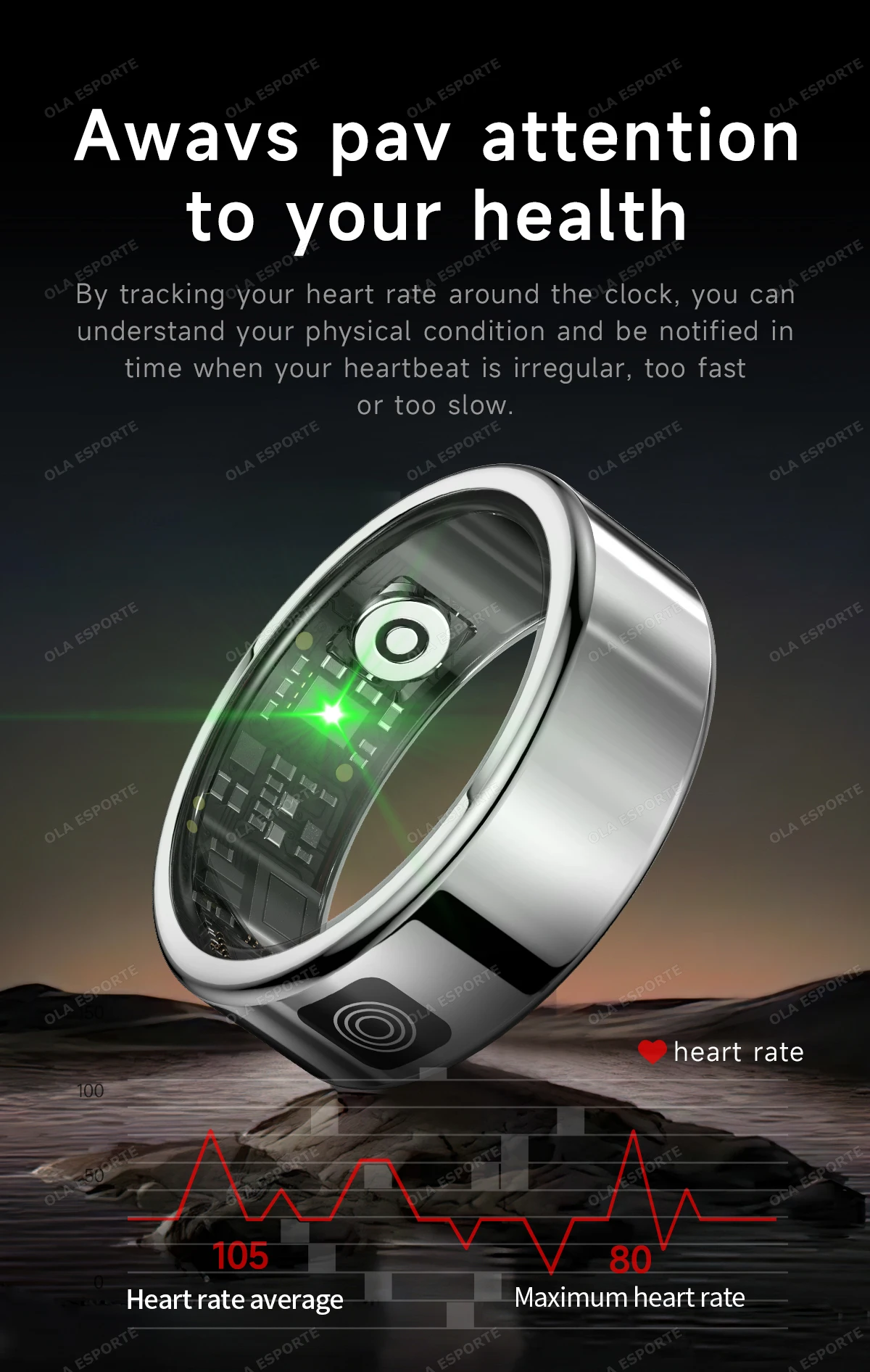 Intelligenter Ring mit Digitalanzeige, Fitness-Tracker, Schlaf- und Aktivitätsmonitor, Schrittzähler, Fernkamera, Tragbarer Ring für den täglichen Sport HT30 – Detail 10