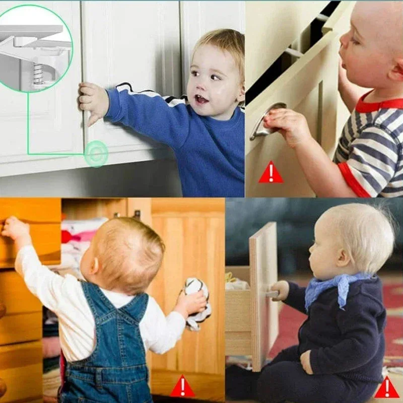 5/10Pcs Baby Cabinet Locks Invisible Closet and drawer Lock Child Security Protector No Drilling Installation White