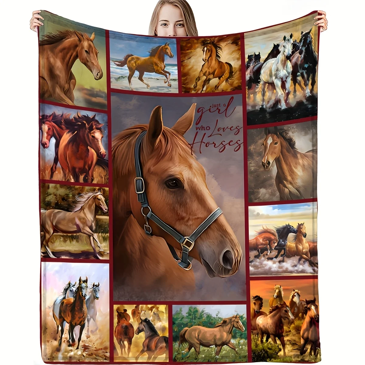 Horse Themed Gift Blanket Super Soft Comfortable for Girls Women Men Horse Lovers Perfect for Sofa Couch Bed Decor