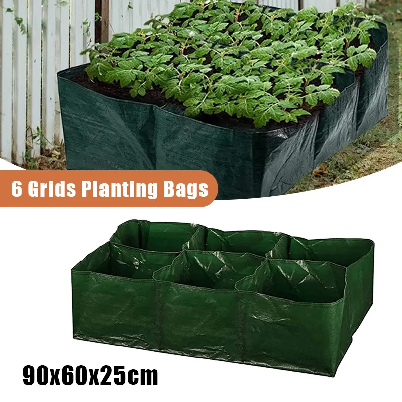 

Vegetable Planting Bag Container Portable Flower Plant Growing Bags Reusable Garden Raised Planting Bed Courtyard Decor 6 Grids