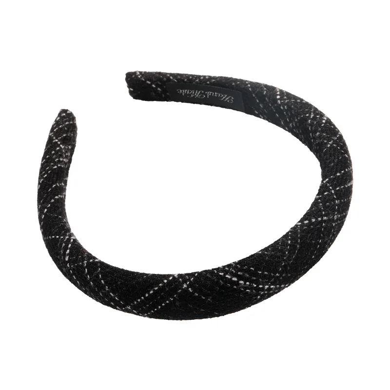 Autumn/Winter New Black And White Plaid Headband Sponge Wide Hair Band for Woman Girl Elegant Hair Hoop Fashion Hair Accessories