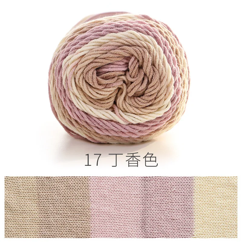 Rainbow Cotton Segment Dyed Wool, Multicolored Thread DIY Scarf Hat Throw Pillow Line Gradual Change Cake Ball Line