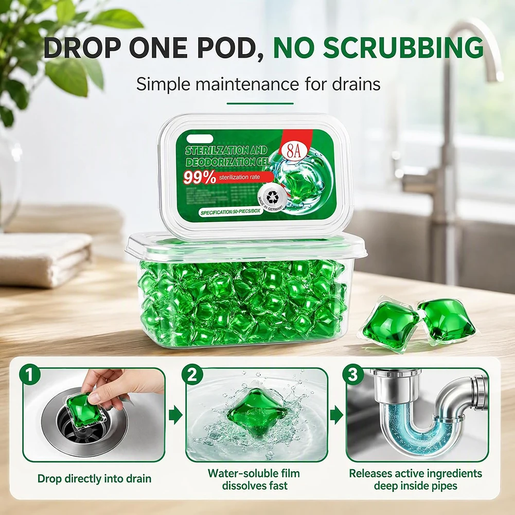 Drain Odor Removal Beads,Bathroom Sink Drain Cleaner Granules Long-Lasting Fresh-Fragrance Bead,Pipe Odor-Neutralizer For Home﻿﻿