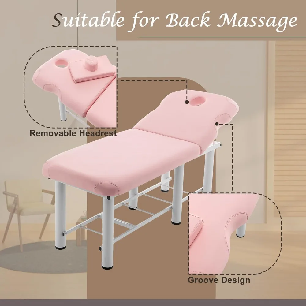 Cama de massagem profissional ajustável, 73 polegadas x 27,5 polegadas, cama de terapia fixa, cama de salão com espuma viscoelástica