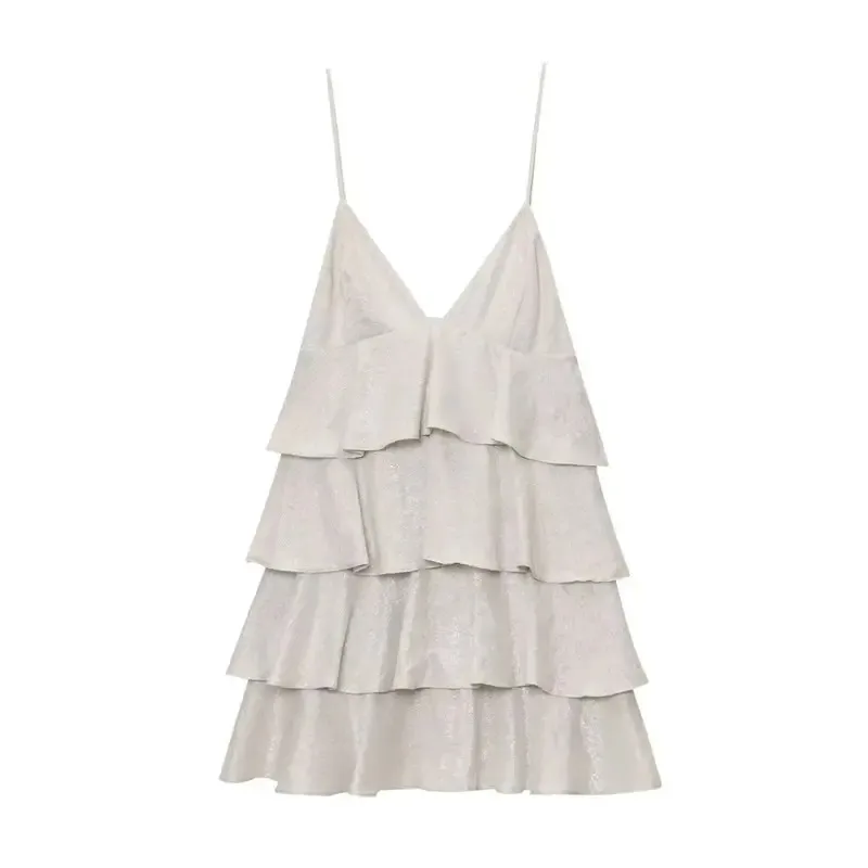 Feminino sexy chique sem mangas halter mini vestido sem costas verão moda praia férias romântico em camadas 2025