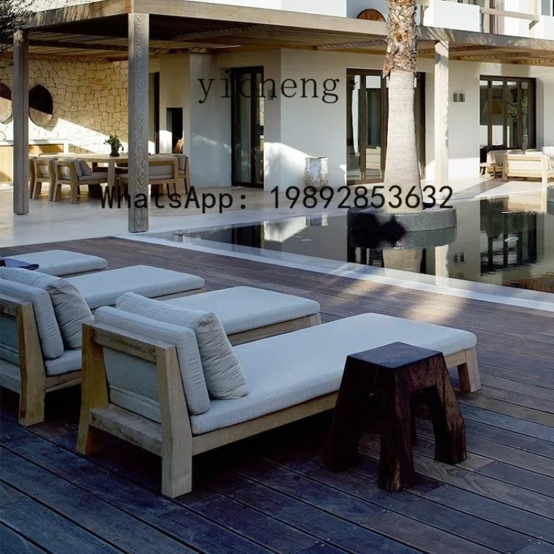 A1 Teak Outdoor Deck Chair Villa Courtyard Waterproof Sunscreen Outdoor Terrace Preservative Wood Bed