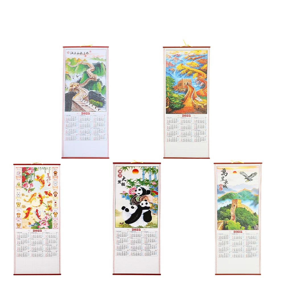 Wall Calendar 2025 Monthly Year of The Snake Hanging Scroll Animal Office Chinese New Date