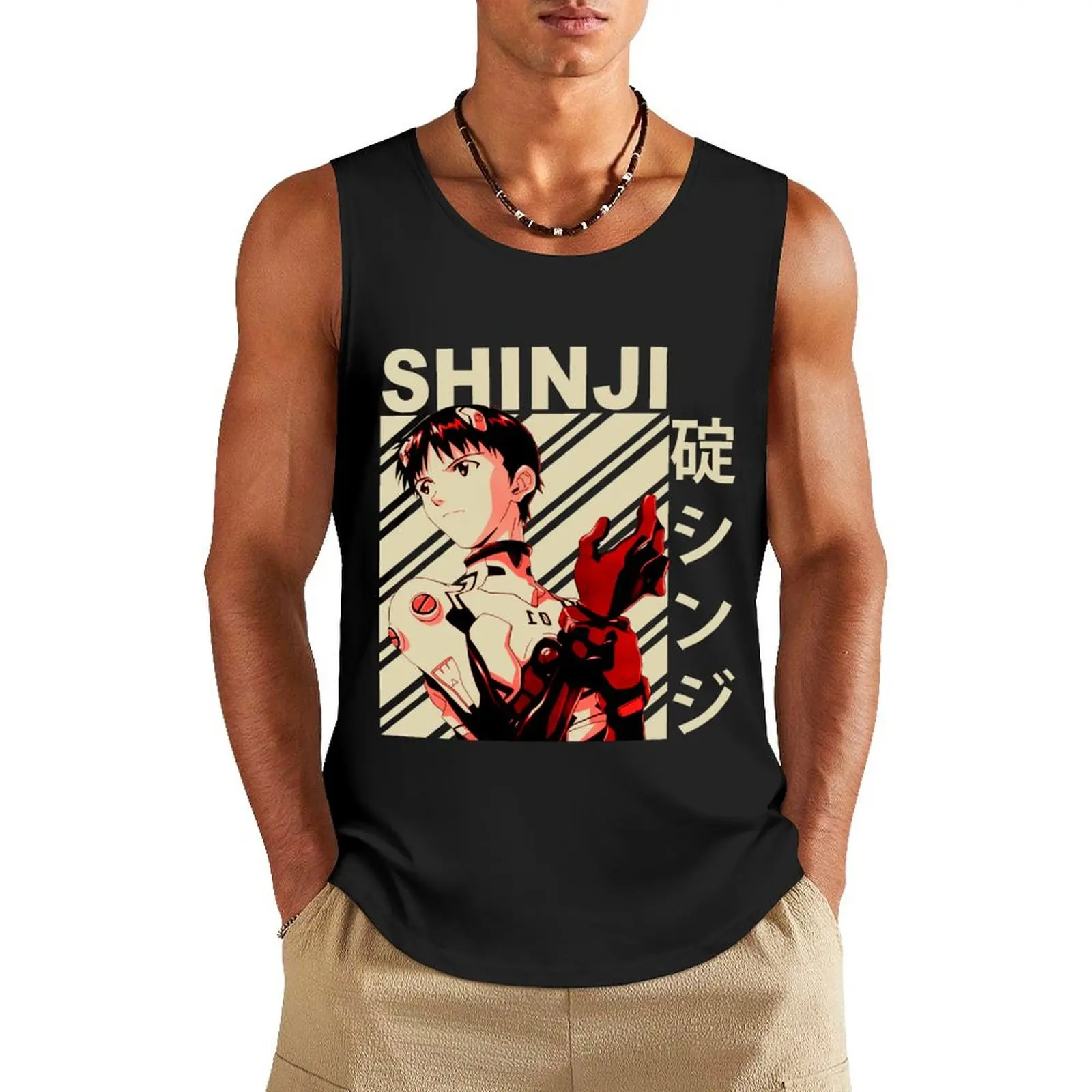 Shinji Ikari - Vintage Art Tank Top bodybuilding t shirt Men gym sportswear sexy clothes men sleeveless