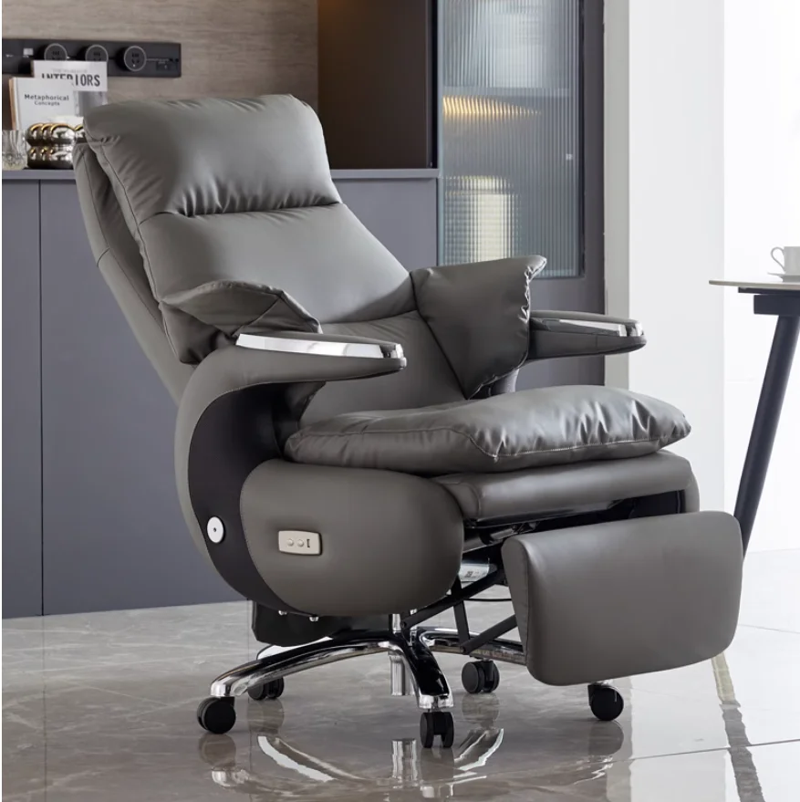 Fashion electric office chair leather computer chair can be raised and lowered can lie back chair