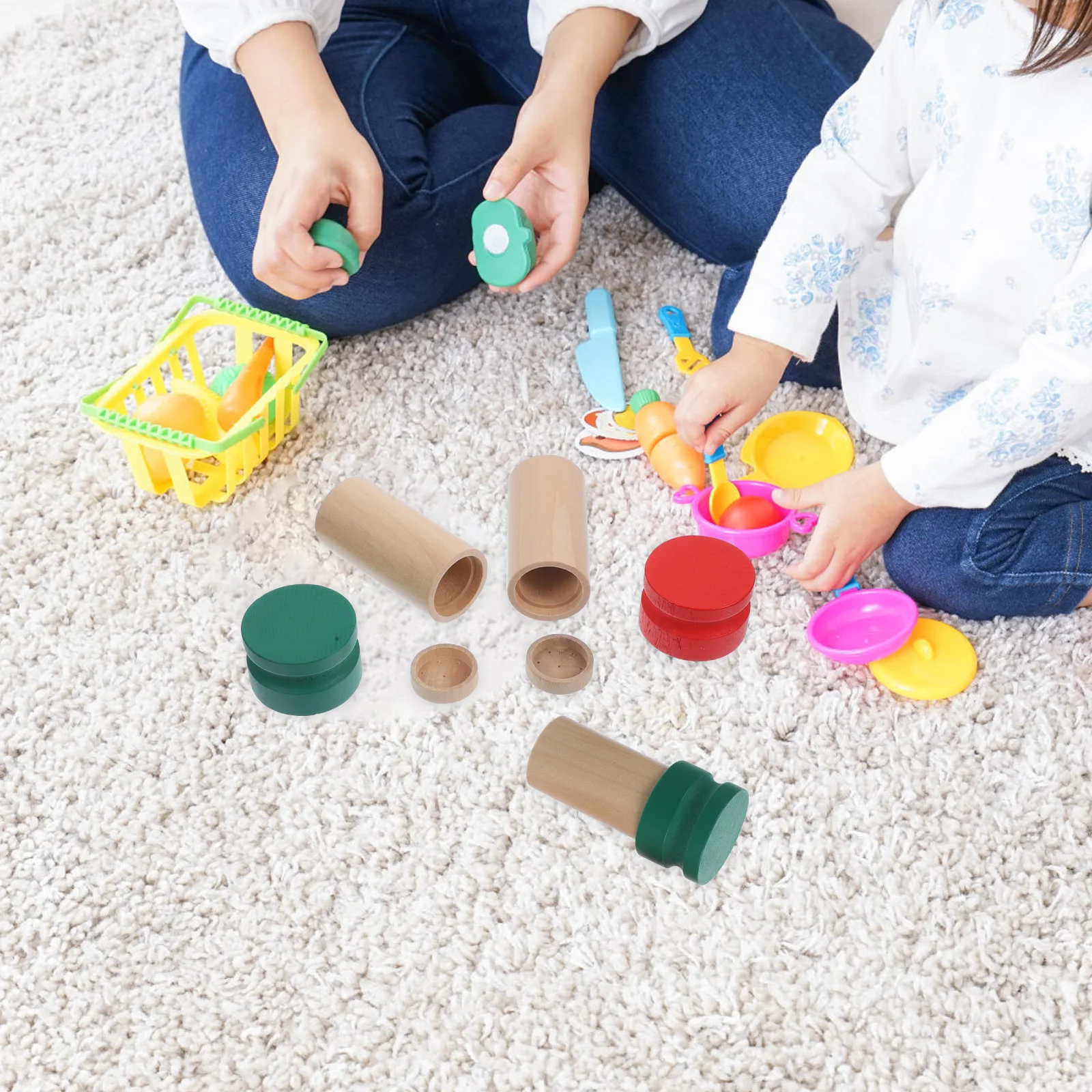 

Natural Wood Montessori Smell Bottles Toy For Toddlers Sensory Development Educational Plaything Durable Design