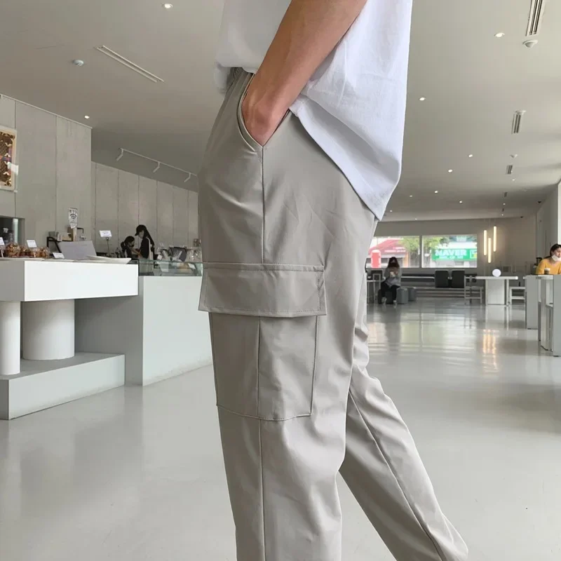 Men's Cargo Pants Spring Autumn New Sports Fitness Men's Casual Pants Quick Drying Breathable Middle waist Drawstring Sweatpants