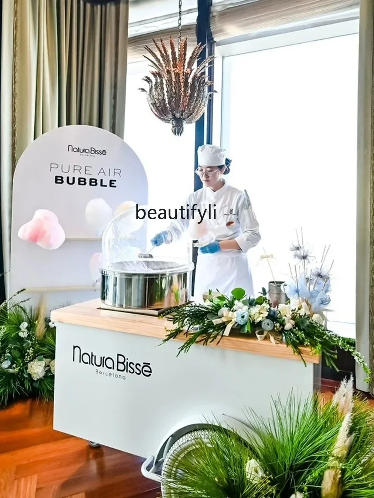 

4yj15 Outdoor coffee cart floral wedding display props wedding dessert cart food wrought iron dining car