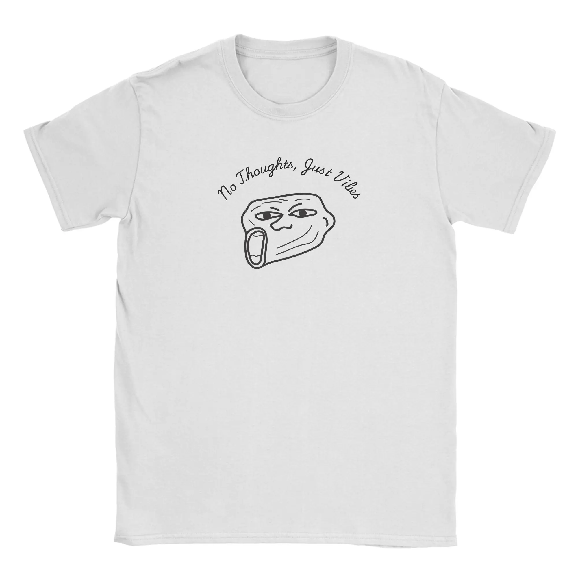 

Футболка No Thoughts Just Vibes Trollface Meme, пляжные хлопковые футболки для мужчин, футболка с крутым рисунком, винтажные футболки с короткими рукавами