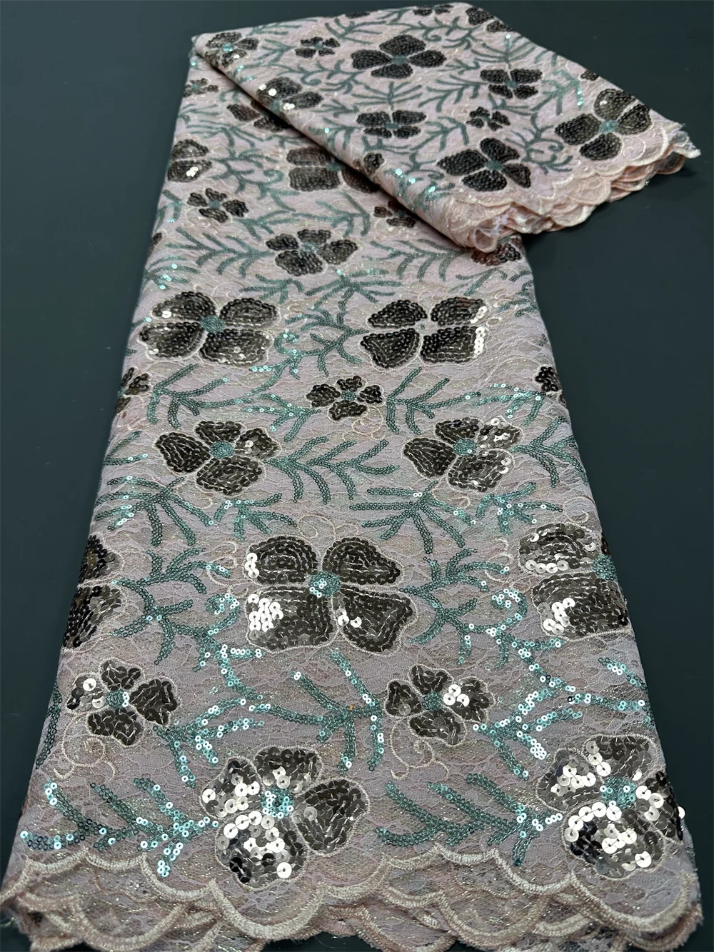 African Nigerian Tulle Sewing Lace Fabric, Guipure Embroidery Dresses, Sequins, High Quality, Latest,organza 5Yards,hz1273, 2024
