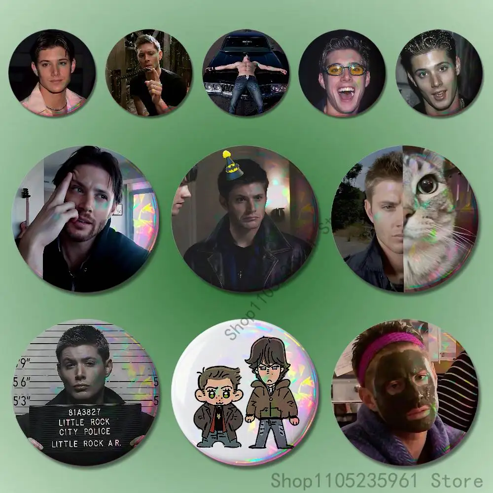 Jensen Ackles D-Dean W-Winchester Badges 25 32 44 58 75 mm Round Cosplay Pin Fans Collect Friends Gifts Brooch Souvenir Custom