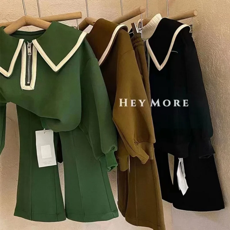 2025 Autumn New Style Small Girls' Stylish Casual Two Piece Set Women's Treasure Fashion Bell Bottom Pants