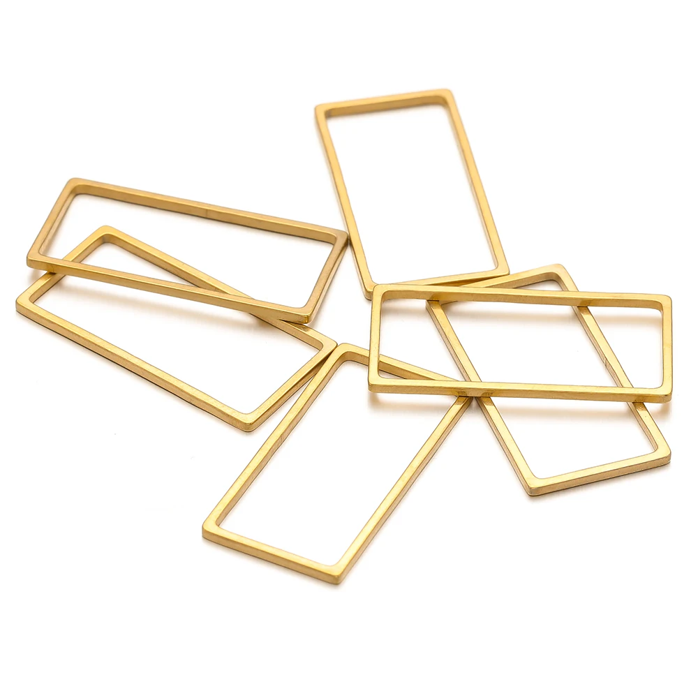 20/50pcs Stainless Steel Gold Plated Oblong Connectors Charms for DIY Jewelry Bracelets Necklaces Making Accessories Wholesale