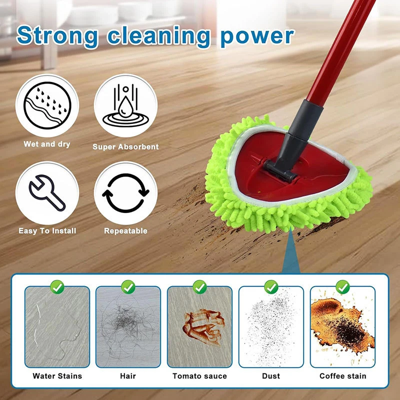 Spin Mop Heads Replacements Microfiber Mop Head Wet Dry Dual Use Rotating Mop Cloth Cover For Vileda/O-cedar Easywring Spin Mop