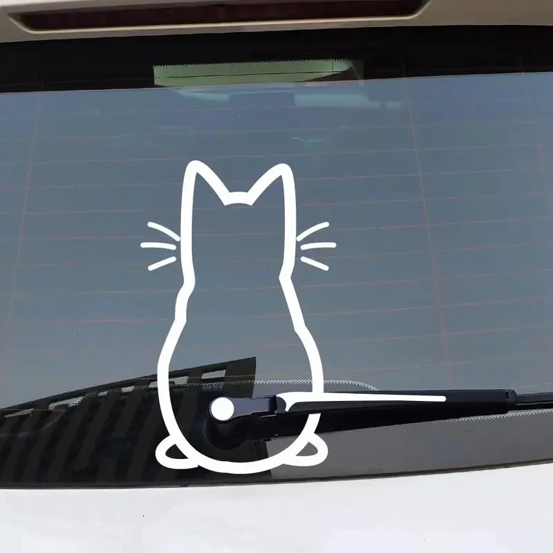 DS98# Cute Cat Car Window Sticker Waterproof Decoration with PVC for Universal Car