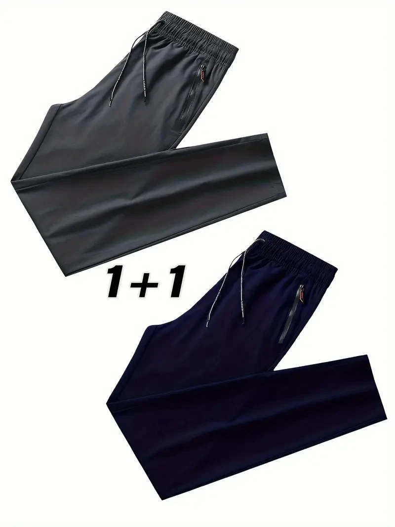 Pantaloni casual da uomo 2 pezzi elasticizzati in vita elastica Jogger coreano classico blu nero grigio pantaloni di marca maschile taglie forti