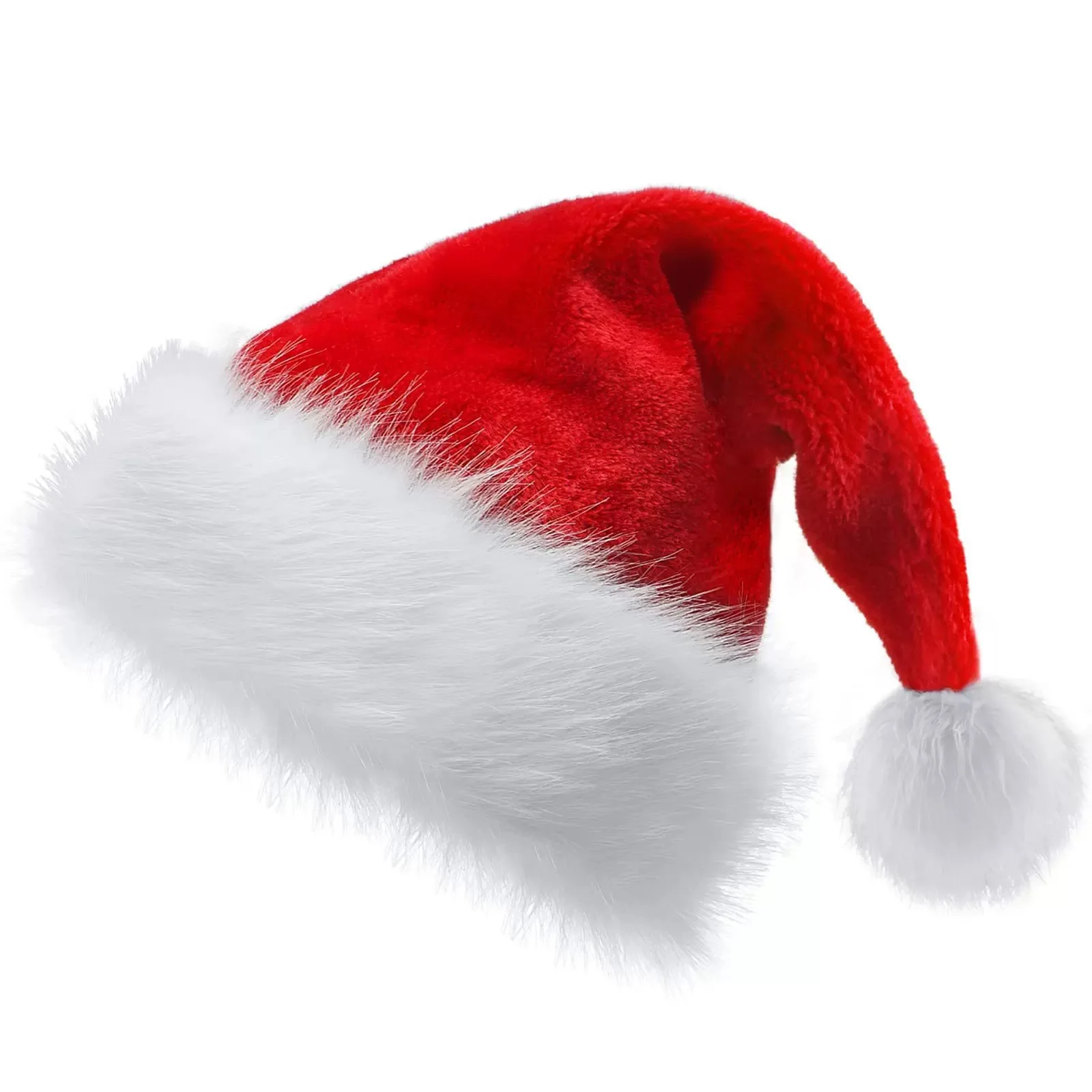 Christmas Hats New Year Thick Plush Hat Pompom Adults Kids Whole Family Festive Red White Xmas Santa Claus Gifts Warm Winter Cap