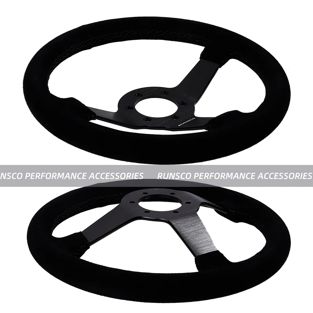 330mm 13Inch Steering Wheel Suede Leather Sport Drift Steering Wheel Aluminum Frame 6061-T6 70mm/PCD