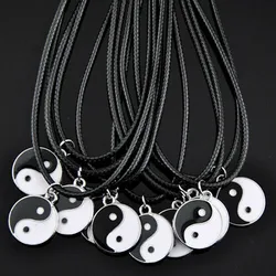 10pcs/lot Men Women's Fashion Alloy Tai Chi Gossip Pendants Yin Yang Charms Necklaces Jewelry Whoesale