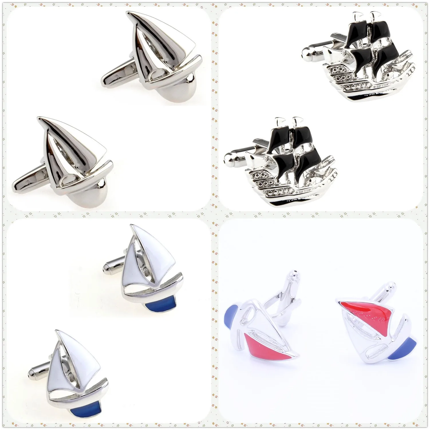 4 أنماط TZG أزرار أكمام رياضية للرجال أزرار أكمام قارب شراعي 1 زوج