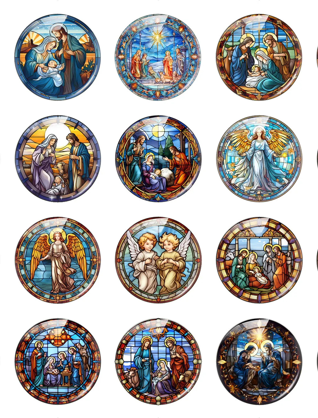 Handmade Jesus Christian Christmas Virgin Mary Glass Cabochon Charms Flatback Demo Flat Back Cameo For Diy Jewelry Making