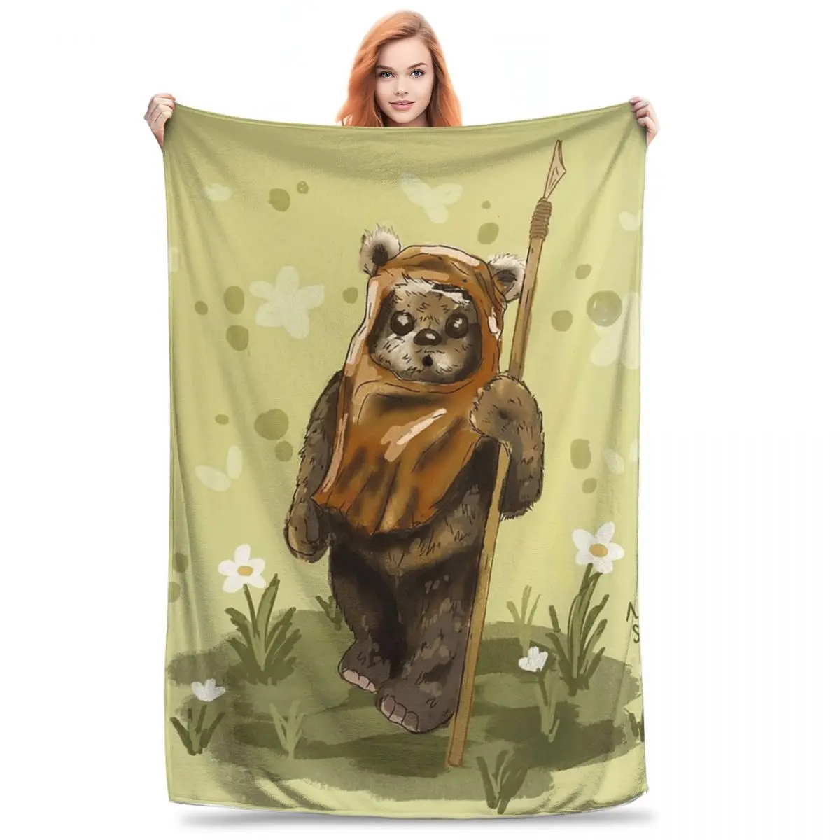 Adorable Ewok Blanket Flannel Warm Throw Blankets Sofa Throw Blanket For Home Bedroom Travel Throws Bedspread Quilt