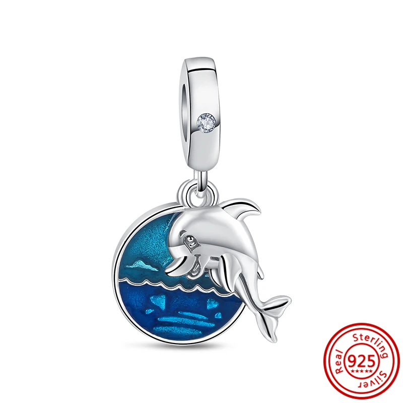 925 Silver Colorful Balloons Squirrel Rabbit Space Astronaut Dolphin Dangle Charm Fit Original Pandora Bracelet DIY Bead Jewelry