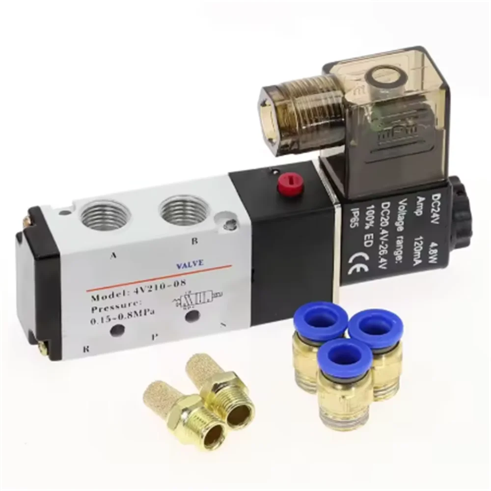 4V Series 5/2 Way Pneumatic Solenoid Valve Two Position Air Directional 5-Way Manual Operation for Industrial Use