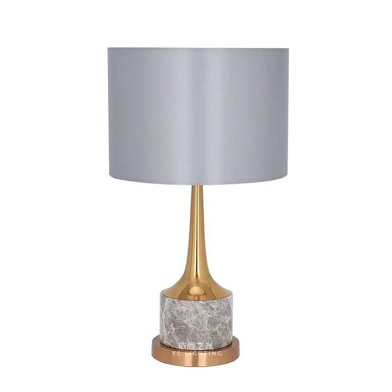 

American light luxury wrought iron desk lamp, modern simple bedroom, living room, study, decorative fabric desk lamp