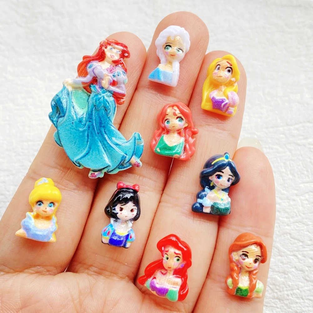 60 pièces de breloques en résine pour nail art, assortiment de motifs Disney Princess, strass pour loisirs créatifs, décorations 3D pour ongles, bijoux