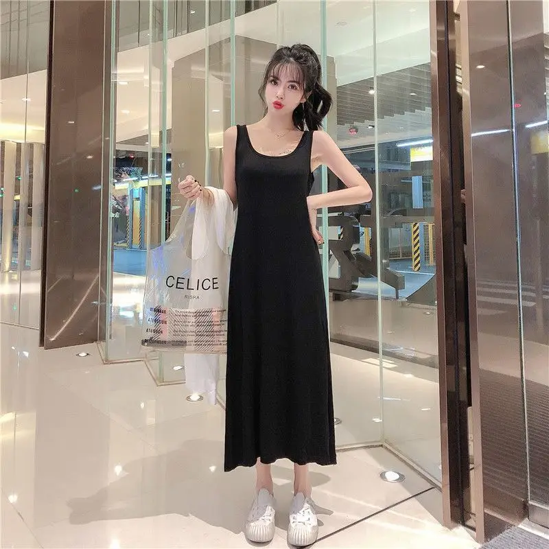 Summer New Chiffon Sunscreen Clothes Slip dress with Vest Long Dress Women's Small Two Piece Set