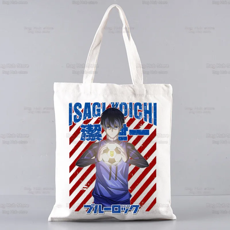 Blue Lock Isagi Yoichi Anime Canvas Shoulder Bag Canvas Tote Eco Shopping Bag Canvas Tote Bag Casual HandBag Daily Use