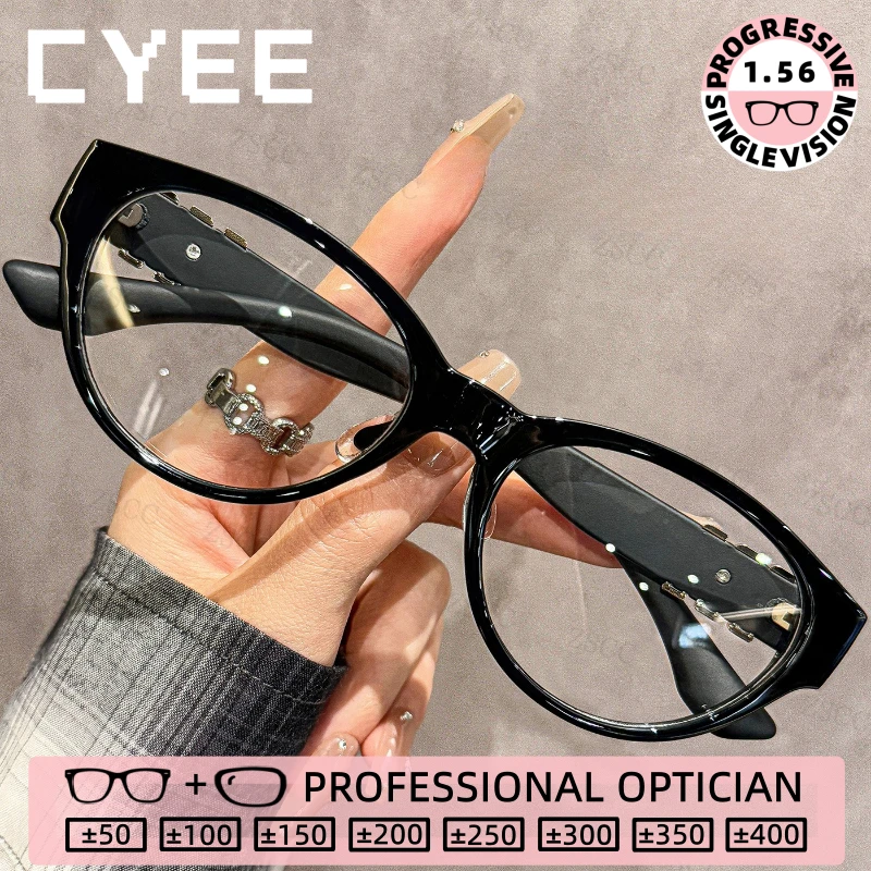 

CYEE Cat Eye Currents TR90 Women High Quality Reading Glasses Photochromic Myopia Eyeglasses Custom Prescription Optical Eyewear