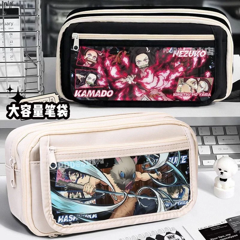 Demon Slayer Anime Cartoon Bag Pencil Case Large Capacity Tanjiro Nezuko Inosuke Kochou Shinobu Rengoku Kyoujurou Student Gift view 6