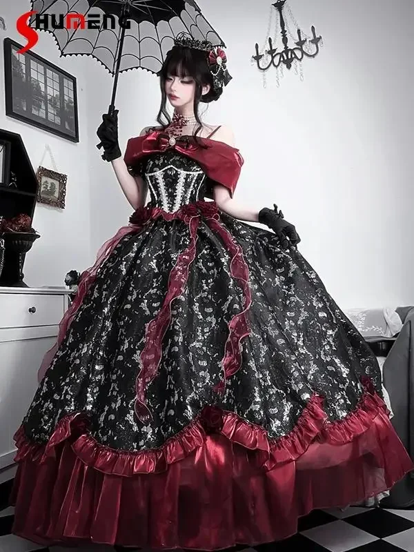 Slim-Fit Elegantes Off-Shoulder-Prinzessin Together Remembrance Day Bar Mizwa-Kleid Halloween Cosplay Lo Langarmkleid weiblich