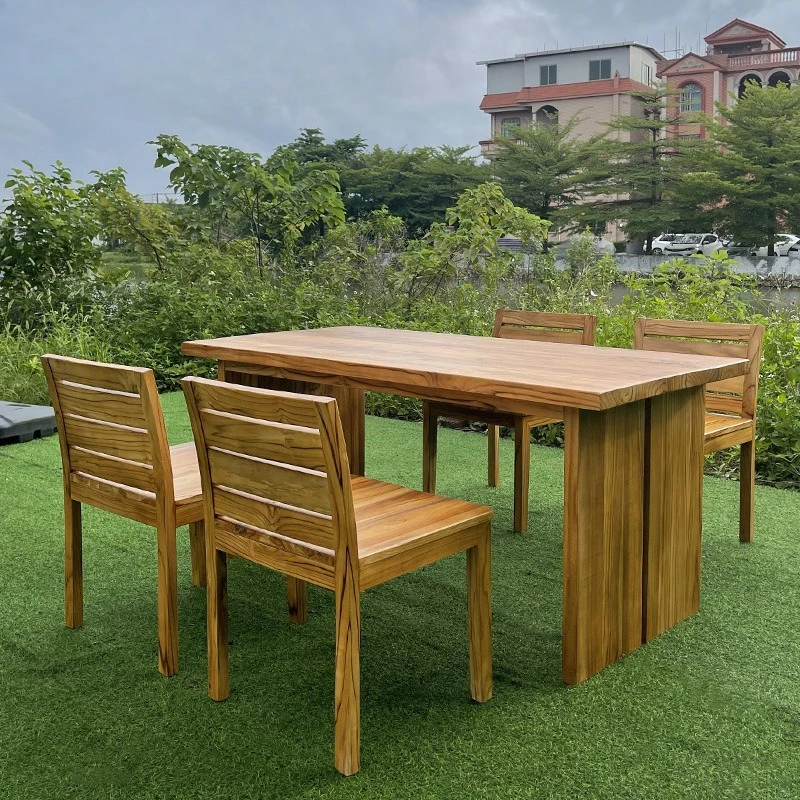 

Simple outdoor courtyard leisure all solid wood tables and chairs living room bed and breakfast villa office teak tea table comb