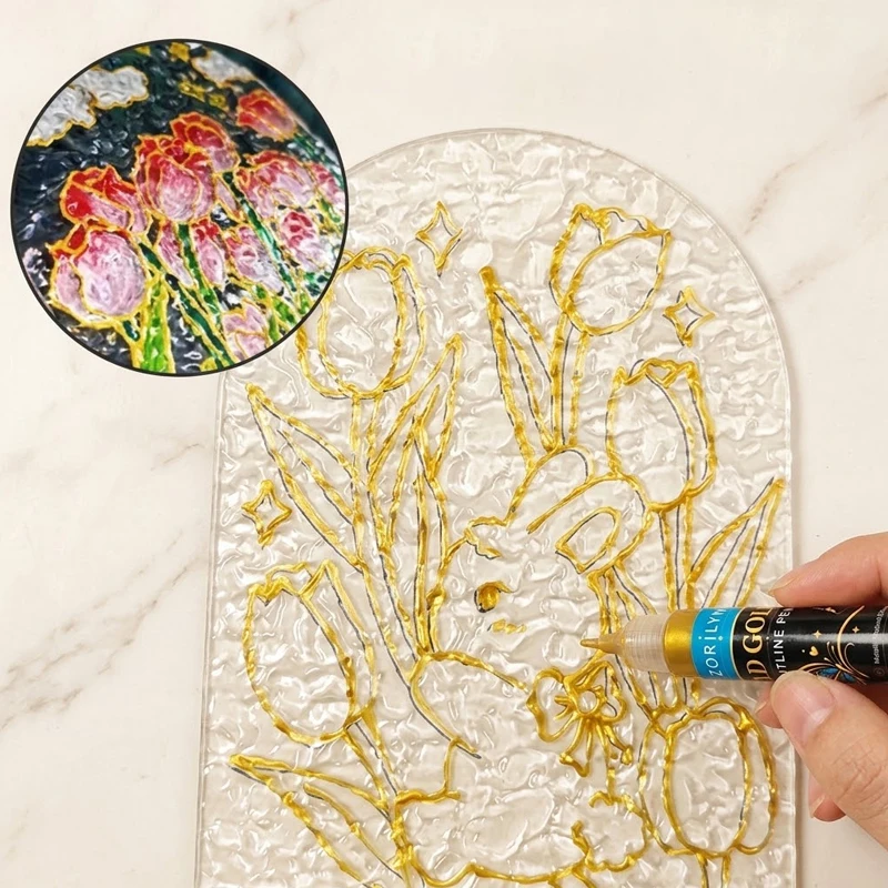 3D Gold Outline Pen Metallic Raised Effect Marker for DIY Crafts Drawing Painting and Art Decor Smooth Flow 10ml - ZORILYNX