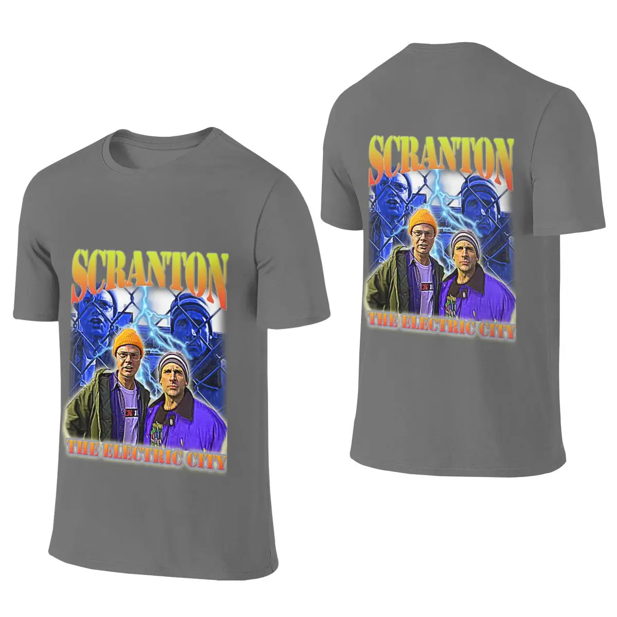 Scranton The Electric City Breathable And Sweat-Wicking Reversible T-shirtArtistic Style Versatile Outerwear Short Sleeve