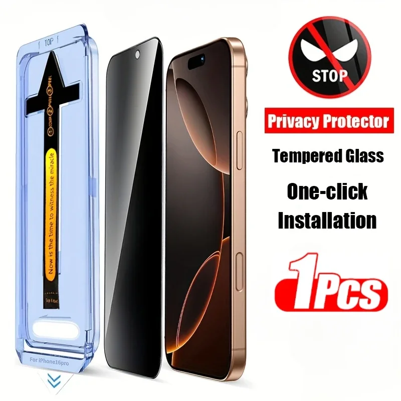 1Pcs Dust Free Installation Privacy Screen Protector for IPhone 16 13 12 14 15 Pro Max 16 15 Plus X XR XS Glass Easy to install